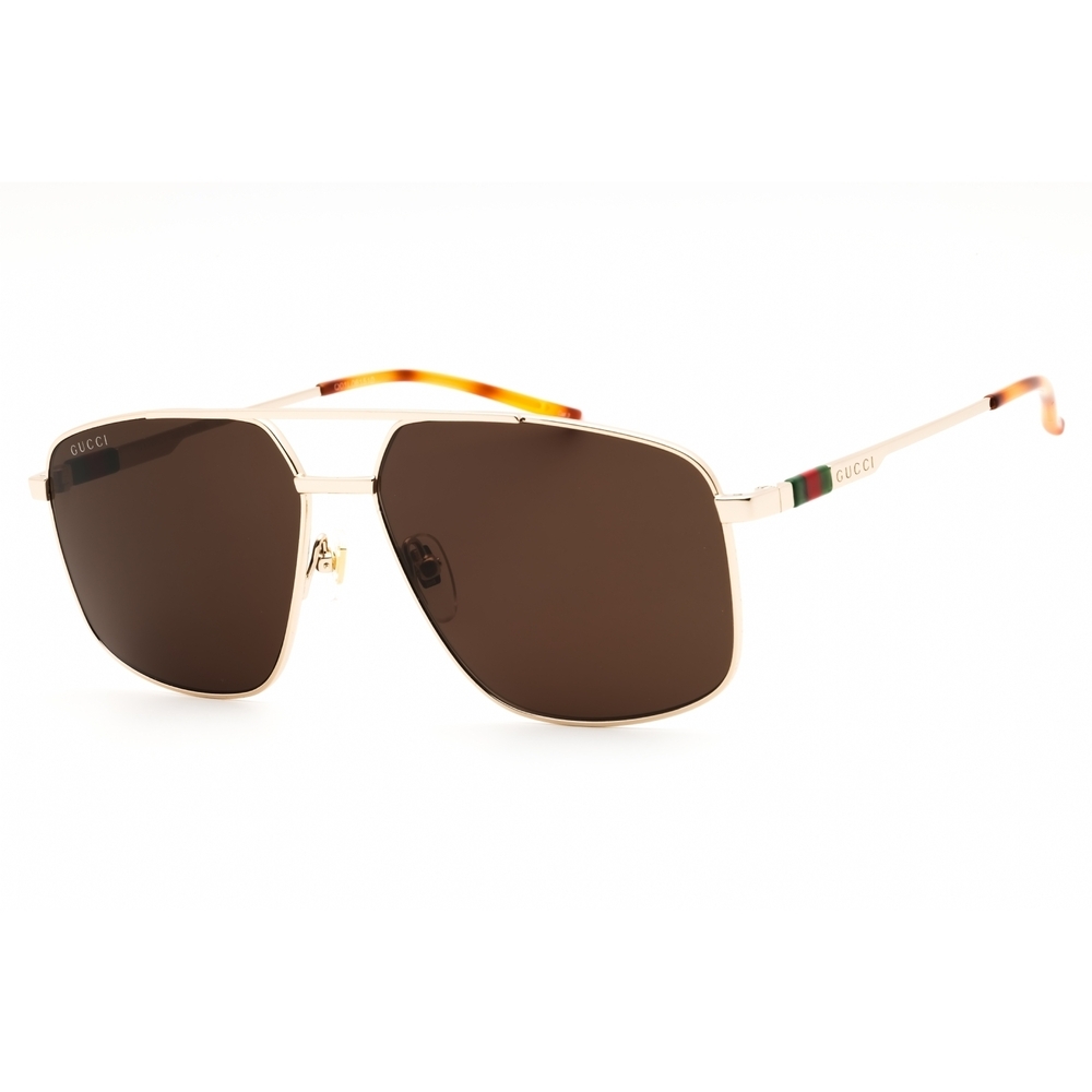 NWT Gucci GG1676S Gold Rectangle 60mm Sunglasses